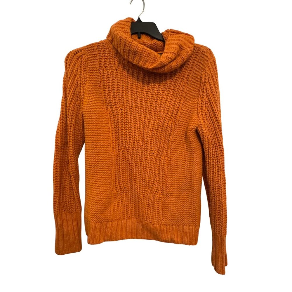 Banana Republic Knit Cowl Neck Sweater Womens M Orange Acrylic/Merino Wool/Alpac